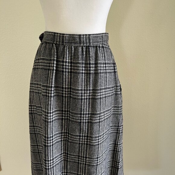 Evan-Picone Skirt Plaid SZ12 100% Wool High-Waist Pleated Union 1980s Vintage - Picture 3 of 9